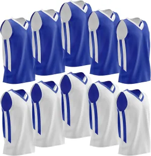10-Pack Men's Reversible Custom Basketball Jerseys, Plain Mesh Athletic Sleeveless Shirts Blank Team Uniforms Set