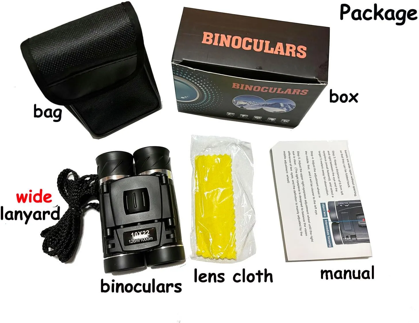 10x22 Compact Binoculars for Adults Teens, Mini Small Optical Binoculars for Bird Watching Opera Hiking Hunting Travel Concert (Black, 10x22)