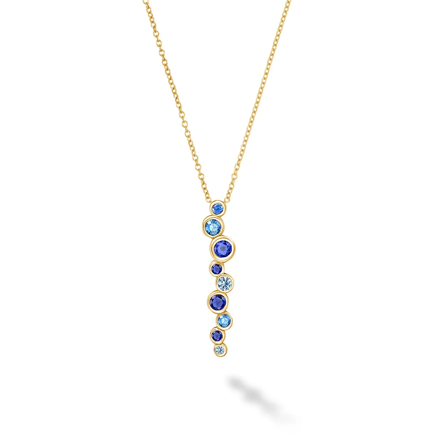 18k Sapphire & Aquamarine Long Cascade Pendant