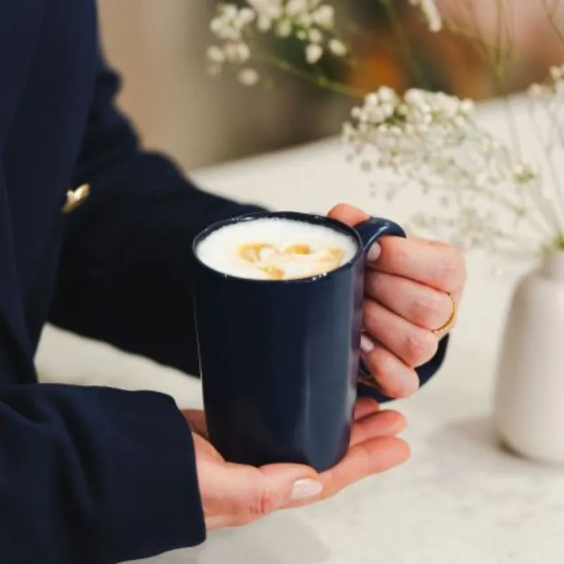 2 Ceramic Mugs With Handle 250ml Navy Blue