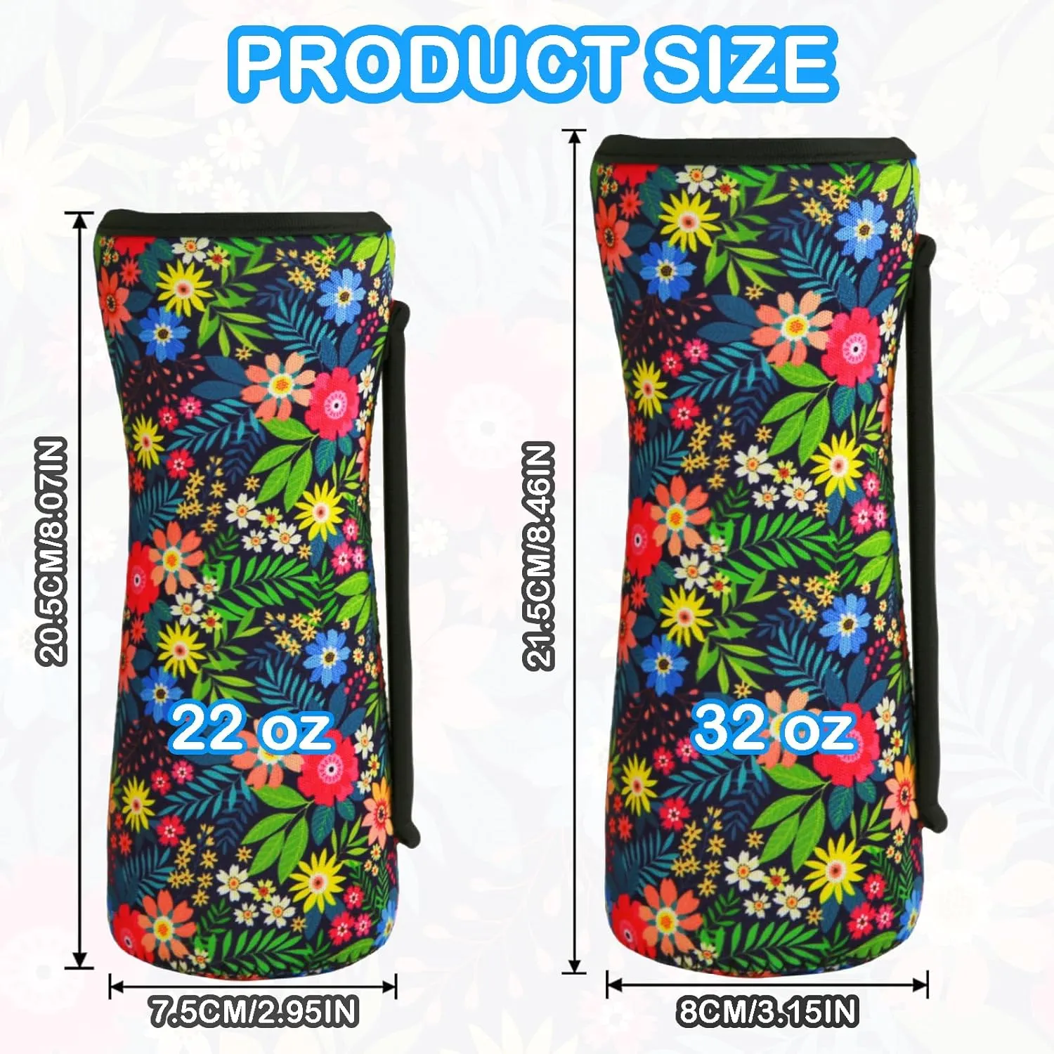 32oz Cute Printed Sleeve Compatible With Cirkul Water Bottle For Plastic And Stainless Steel Bottles 32oz Neoprene Sweat-Wicking Material Insulated Cover Designed With Handles (Black Panther)