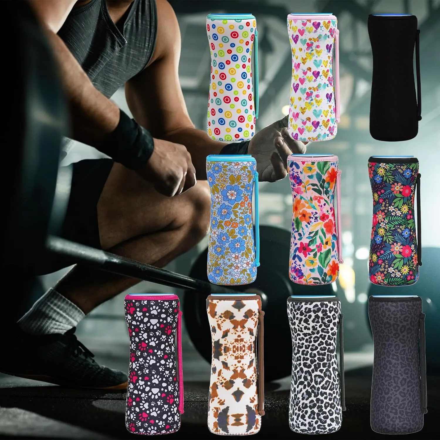 32oz Cute Printed Sleeve Compatible With Cirkul Water Bottle For Plastic And Stainless Steel Bottles 32oz Neoprene Sweat-Wicking Material Insulated Cover Designed With Handles (Black Panther)