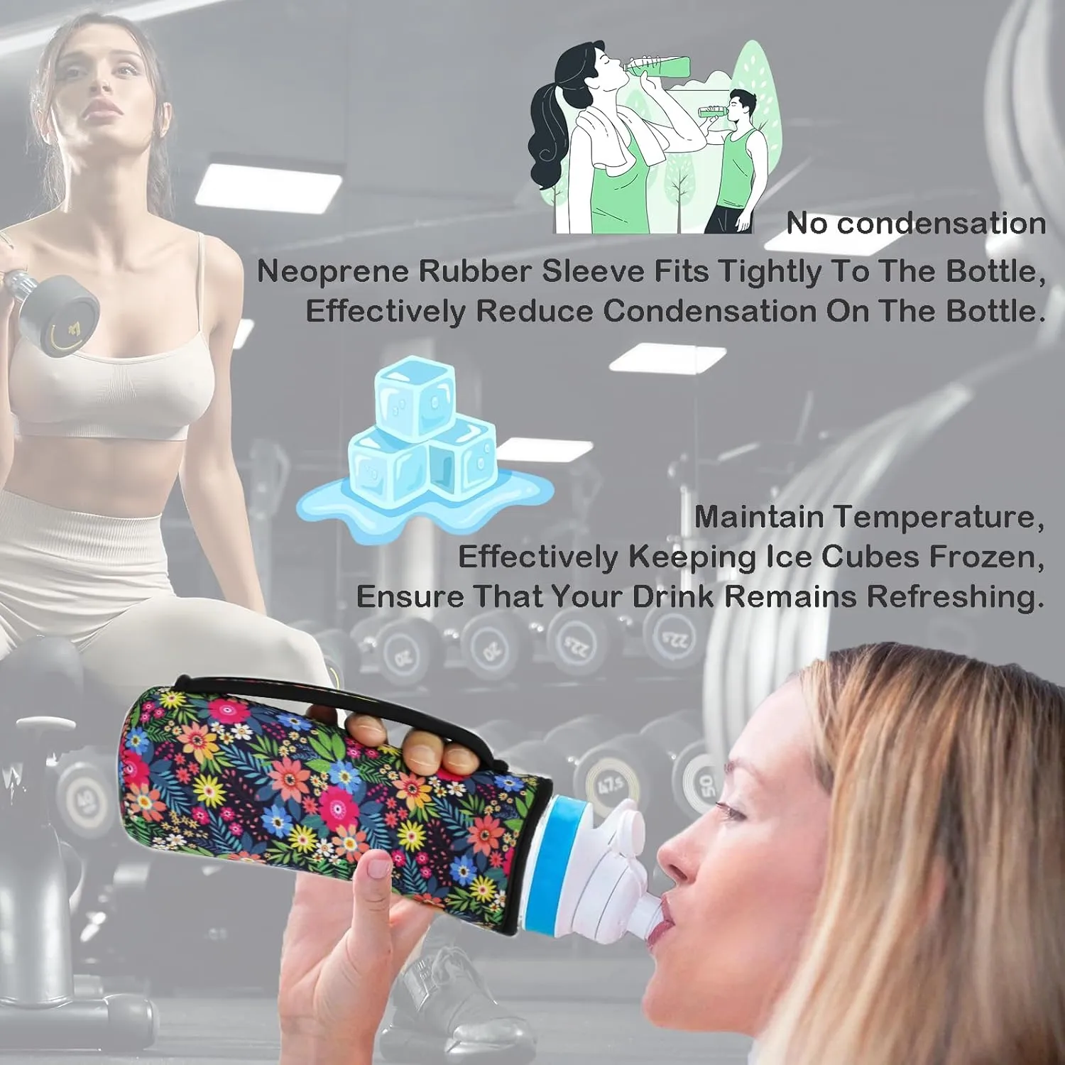 32oz Cute Printed Sleeve Compatible With Cirkul Water Bottle For Plastic And Stainless Steel Bottles 32oz Neoprene Sweat-Wicking Material Insulated Cover Designed With Handles (Black Panther)