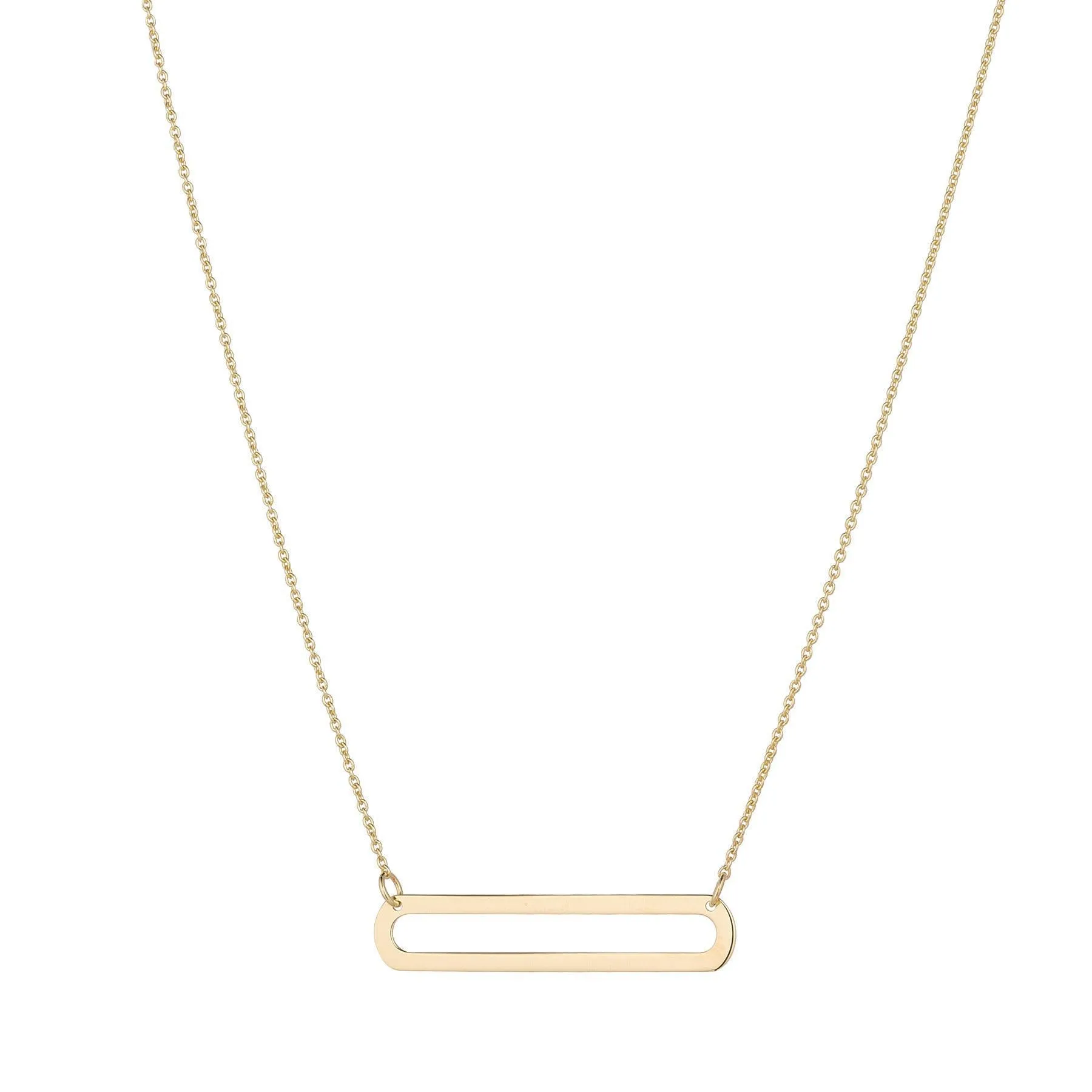 9kt Gold Large Open Rectangle Pendant Necklace
