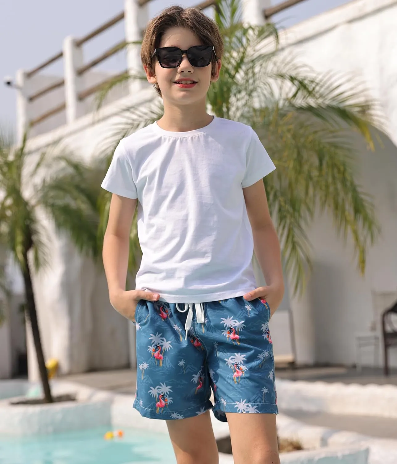 Ahegao Boys Swim Trunks with Compression Liner Big Kids Bathing Suit Quick Dry Board Shorts for 6-20 Years