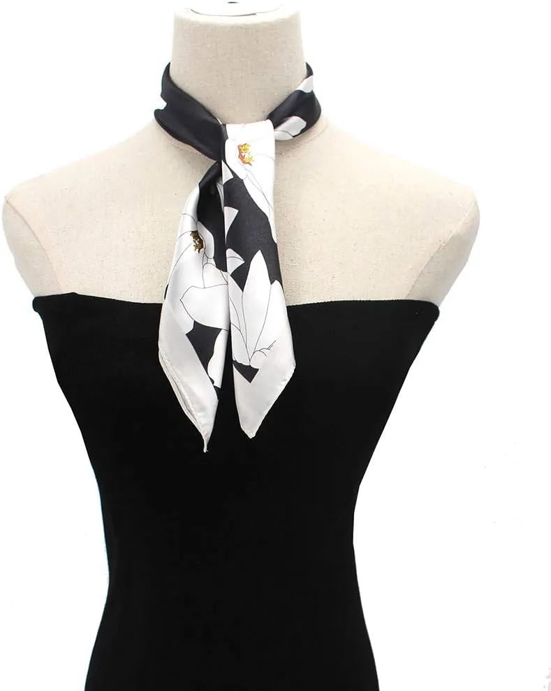 ANDANTINO 100% Real Mulberry Silk Scarf -21'' x 21''- Lightweight Neckerchief Women Men Small Square Digital Printed Scarves