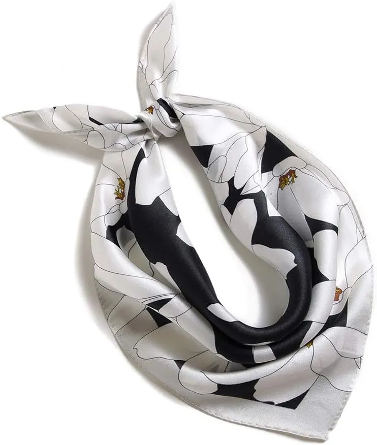 ANDANTINO 100% Real Mulberry Silk Scarf -21'' x 21''- Lightweight Neckerchief Women Men Small Square Digital Printed Scarves