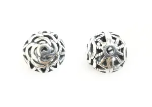Bead, Sterling Silver, 12mm, Rose | 通花銀珠, 12mm, 玫瑰花圖案