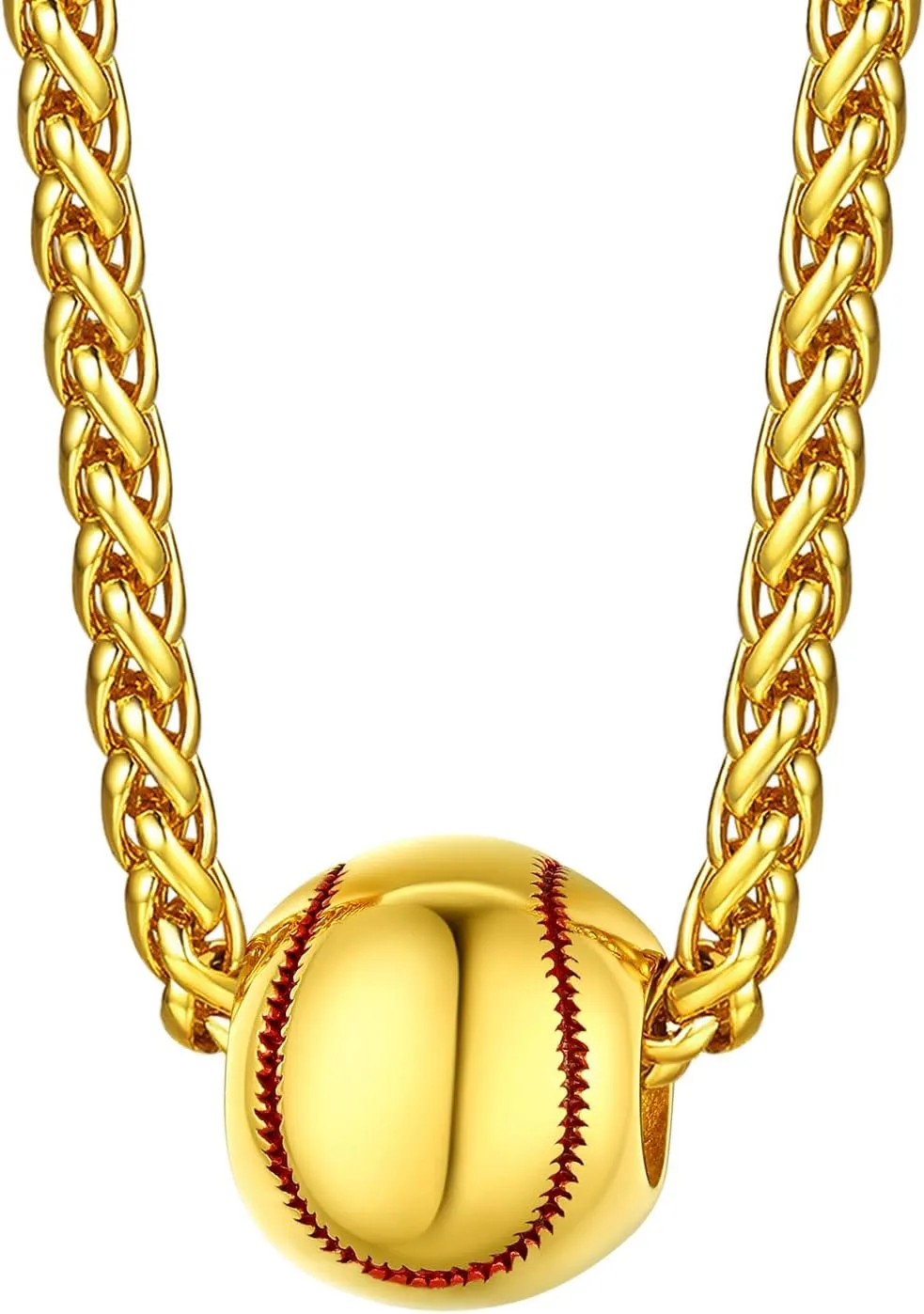 Bestyle Vivid Ball Pendants Sprots Necklace for Men, Solid Stainless Steel Soccer/Basketball/Volleyball/Rugby Ball/Baseball Necklace in Silver/Black/Gold, Trendy Sport Fan Jewelry Collection Gift