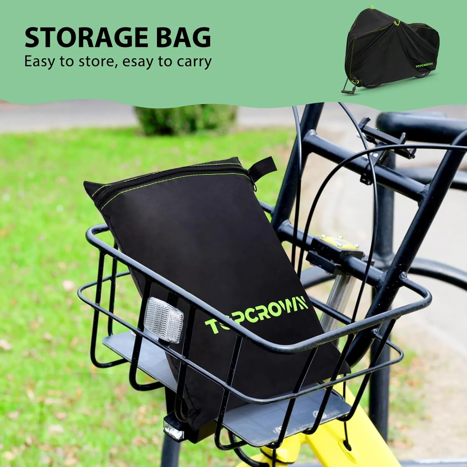 Bike Cover Waterproof Outdoor Storage for 3 Bikes, Bicycle Cover Rain Sun UV Dust Wind Proof with Storage Bag for Mountain Road Bike/Ebike (210D Black Green, XXXL Size for 3 bikes)