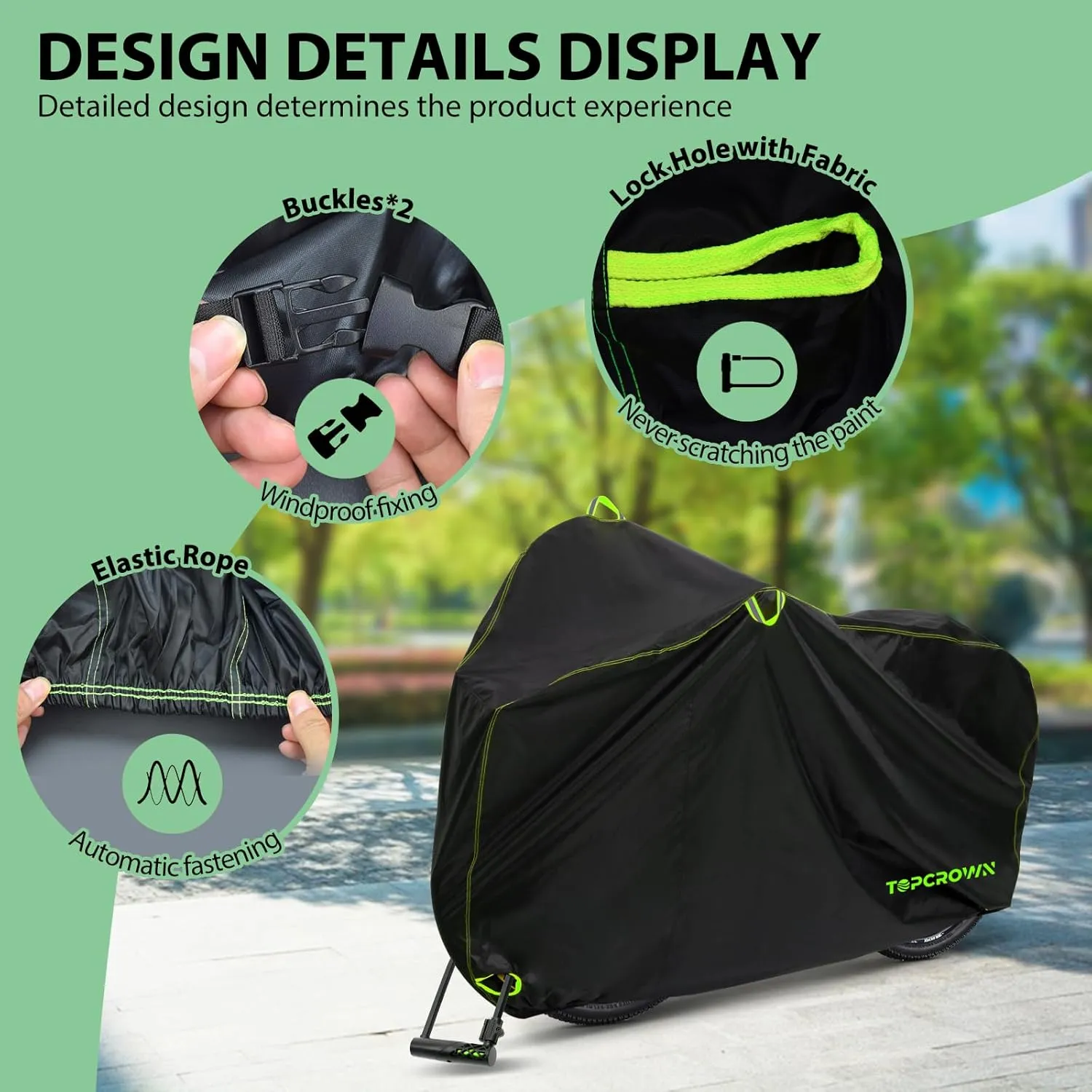Bike Cover Waterproof Outdoor Storage for 3 Bikes, Bicycle Cover Rain Sun UV Dust Wind Proof with Storage Bag for Mountain Road Bike/Ebike (210D Black Green, XXXL Size for 3 bikes)