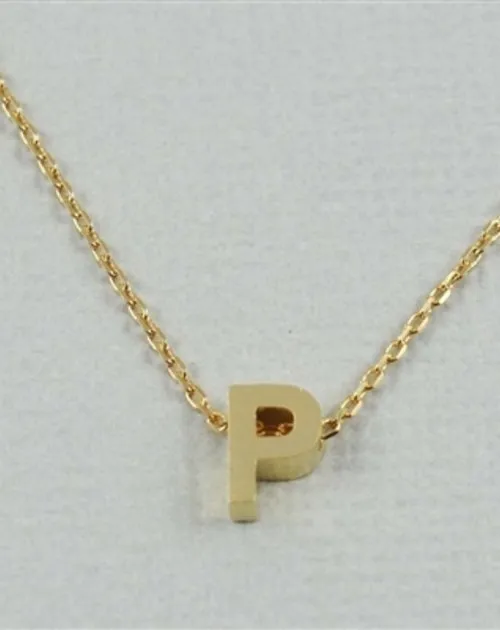 CAI Gold Block Letter initial Necklace