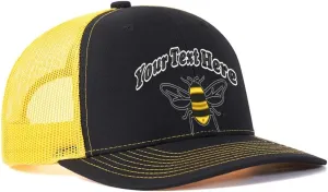 Custom Bee Hat Embroidered 112 Trucker Hat Western Farm Animal Bee for Men Women Add Farm Name Baseball Hat Polyester Snap