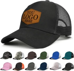 Custom Hat Personalized Leather Patch Hat Men Women Custom Text Logo or Photo 100% Cotton Baseball Cap Laser Engraved
