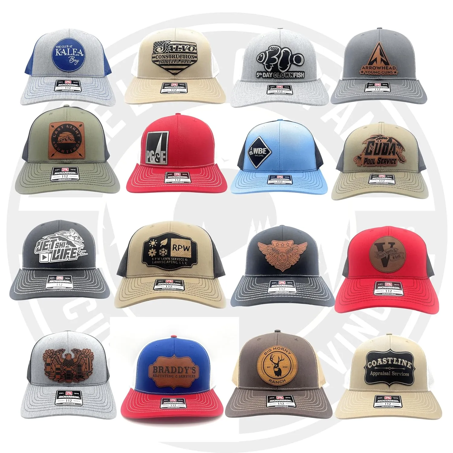 Custom Leather Patch Richardson 112 Trucker Hat for Men & Women - 6 Panel Structured Baseball Cap with Snapback Enclosure (2 - Pack, black)