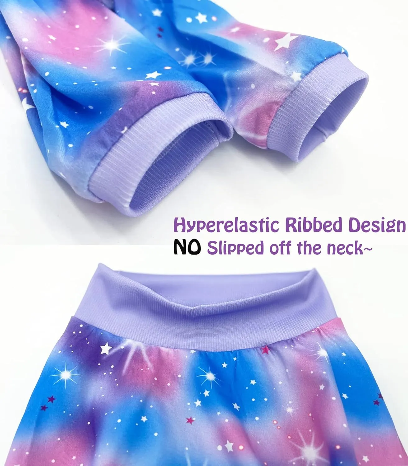 Dog Blue Purple Tiedye T Shirts Shining Unicorn Pattern Printed Pet Shirt Softable Pajamas for Large Dogs (XXL, Blue)