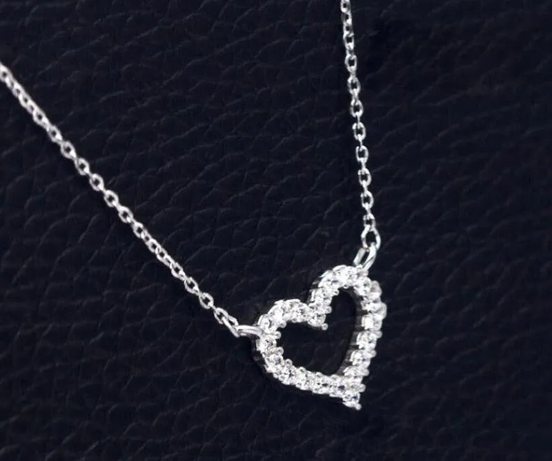 DXJEL Republic Dropship Suppliers 100% 925 Sterling Silver Love Heart Necklaces for Women Vip Link Dropshipping Center 2020