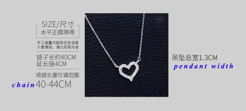 DXJEL Republic Dropship Suppliers 100% 925 Sterling Silver Love Heart Necklaces for Women Vip Link Dropshipping Center 2020