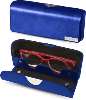 Eyeglasses Case ?C Vegan Leather Hard Shell Holder, One-Hand Access, Fits Sunglasses, Readers, Blue Light Glasses