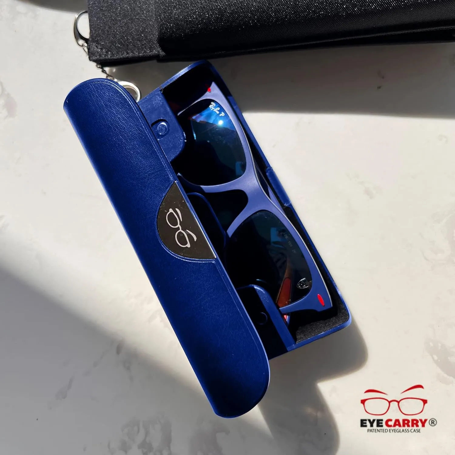 Eyeglasses Case ?C Vegan Leather Hard Shell Holder, One-Hand Access, Fits Sunglasses, Readers, Blue Light Glasses