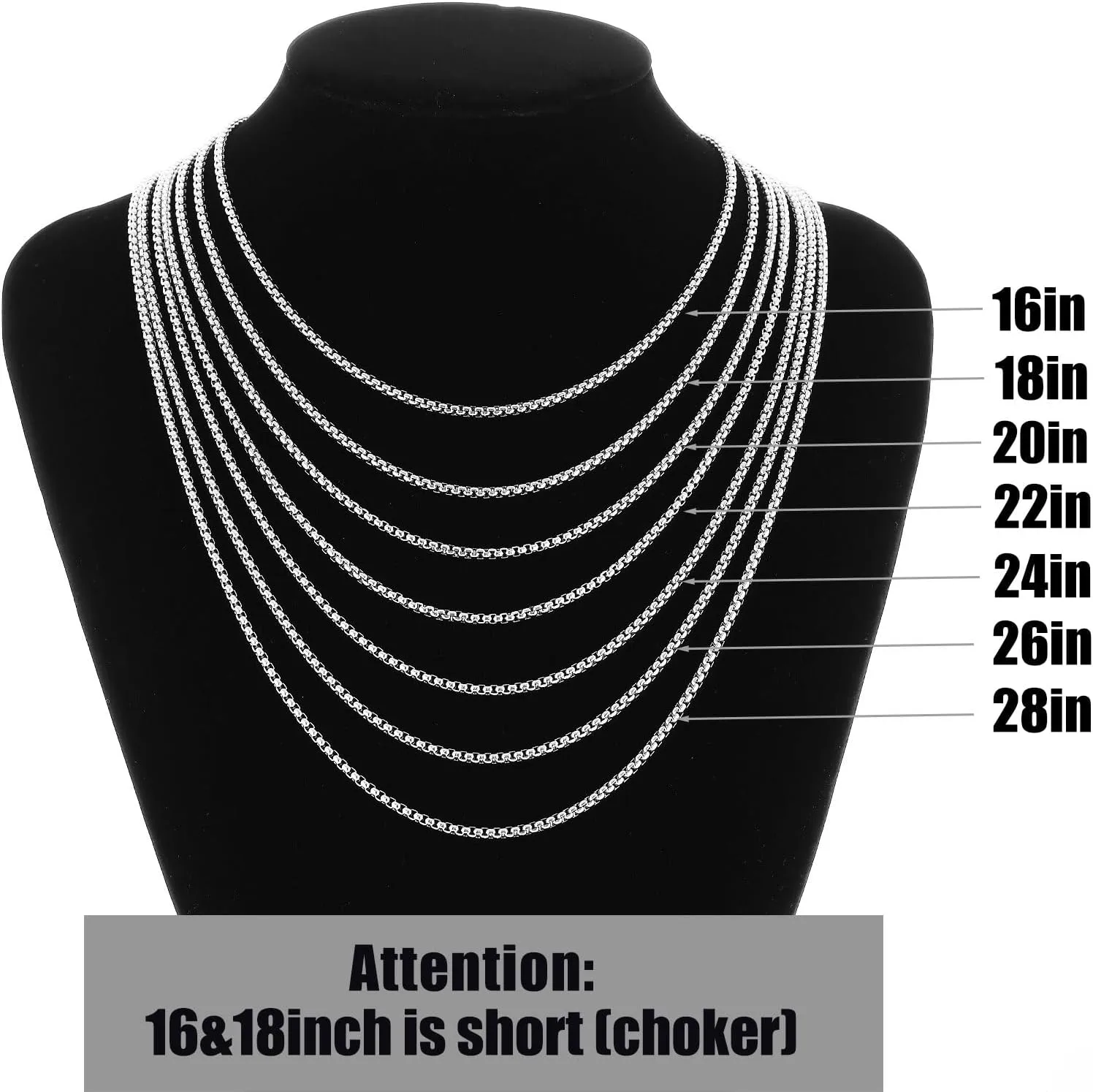 Fiusem Father's Day Gifts Cross Necklace for Men, Silver/Gold/Black Mens Cross Necklaces with 2.5mm Cross Chain and Stainless Steel Cross Pendant, Box Chain 16-24 Inch
