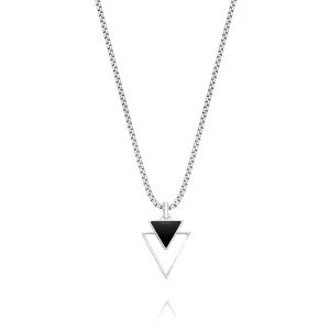 Galis Mens Necklace - Father's Day Gift - Premium Stainless Steel for Men, Non Tarnish with Triangle Black Enamel Pendant, Chain Pendants, Stylish - Gifts for Him 24"