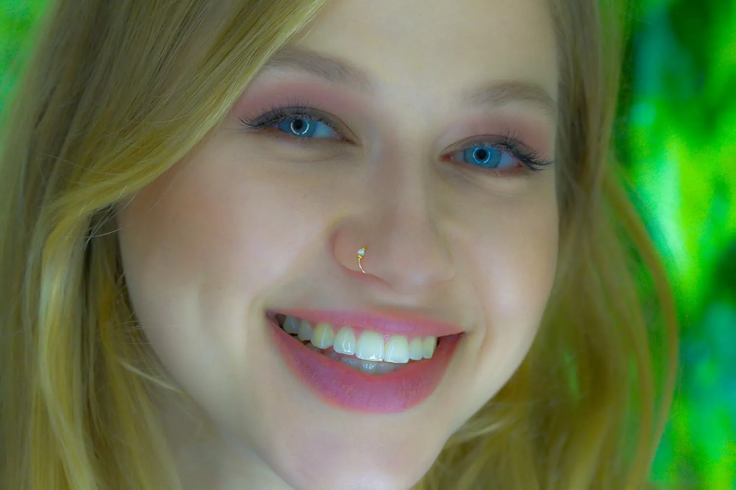 Gold Nose Ring - Thin Tiny White Opal 24 Gauge Nose Hoop Rings -14k Gold Filled Smooth Comfortable Nose Piercing Jewelry For Women - Gift Ready