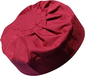Gray Cotton-Blend Pleated Top 3.5in Tall Fabric Kufi Prayer Cap Beanie