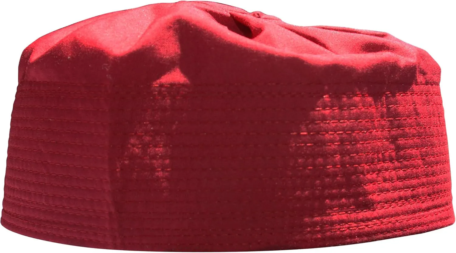 Gray Cotton-Blend Pleated Top 3.5in Tall Fabric Kufi Prayer Cap Beanie