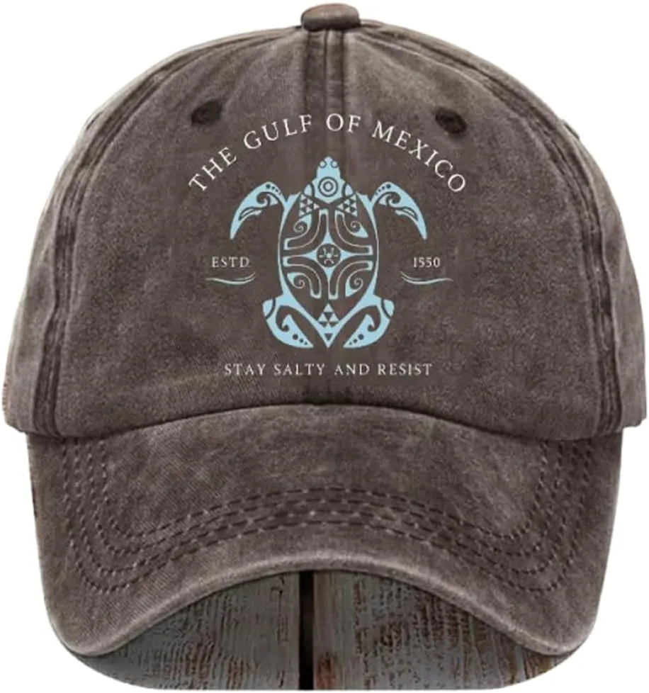 Gulf of Mexico Printed Baseball Cap, Gulf of Mexico Baseball Hats, Resist Hats for Men, Women's Ponytail Hat