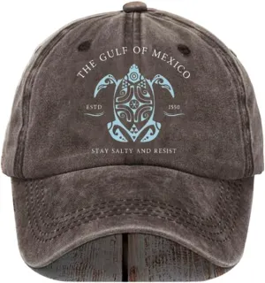 Gulf of Mexico Printed Baseball Cap, Gulf of Mexico Baseball Hats, Resist Hats for Men, Women's Ponytail Hat