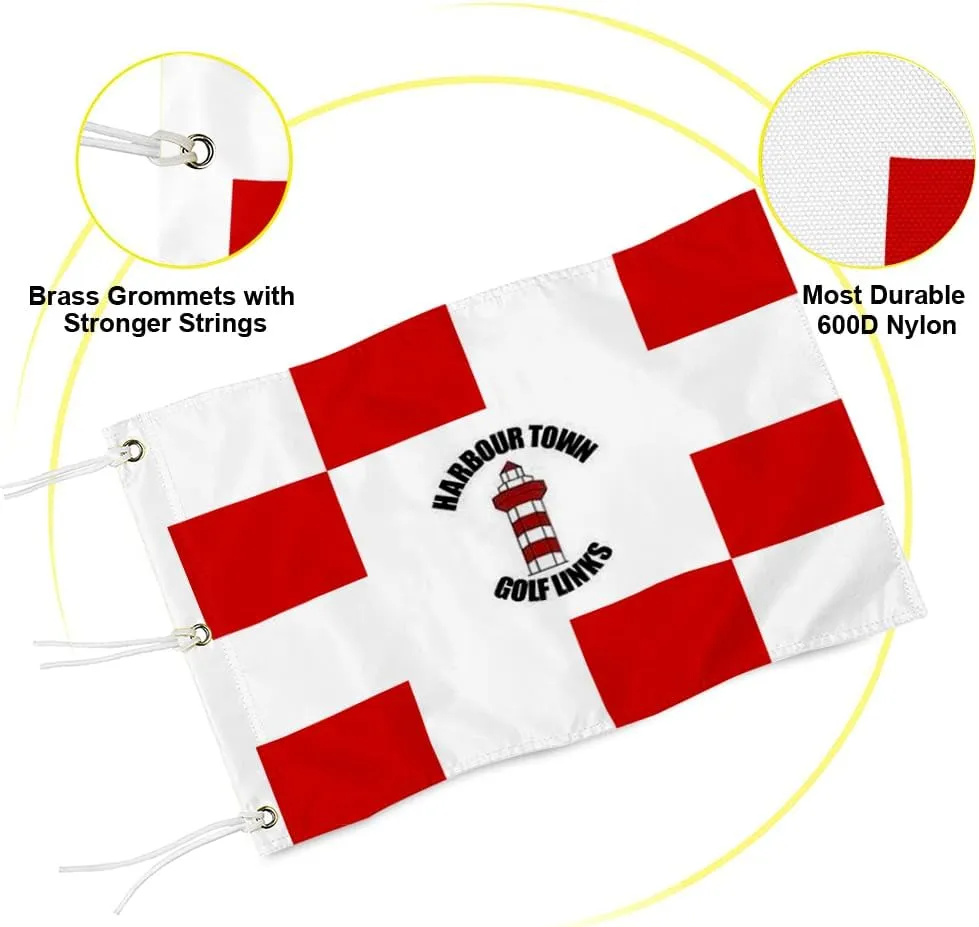 Harbour Town Golf Links Golf Pin PGA Flag Practic Putting Green Golf Flag For Backyard Garden Double-Sewn 600D Nylon Miniature Pin Flag (Red 20"X13" Grommet)