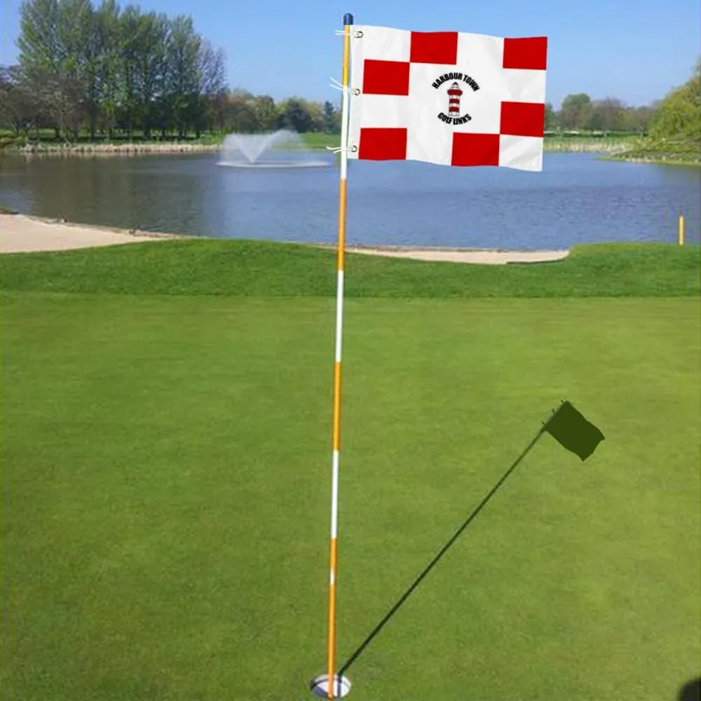 Harbour Town Golf Links Golf Pin PGA Flag Practic Putting Green Golf Flag For Backyard Garden Double-Sewn 600D Nylon Miniature Pin Flag (Red 20"X13" Grommet)