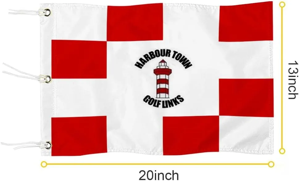 Harbour Town Golf Links Golf Pin PGA Flag Practic Putting Green Golf Flag For Backyard Garden Double-Sewn 600D Nylon Miniature Pin Flag (Red 20"X13" Grommet)