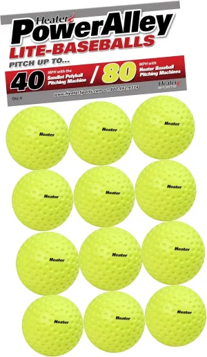 Heater Sports Power Alley 80 MPH (Sandlot 40 MPH) Soft Green Foam Balls - 1 Dozen, Lightweight, Accurate, and Long-Lasting, | Ideal for Batting and Fielding Practice for All Ages - HSG29