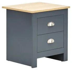 Lancaster 2 Drawer Bedside Slate Blue - Twin Pack