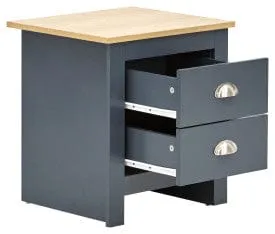 Lancaster 2 Drawer Bedside Slate Blue - Twin Pack