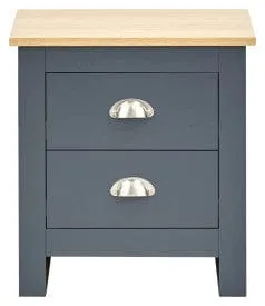 Lancaster 2 Drawer Bedside Slate Blue - Twin Pack