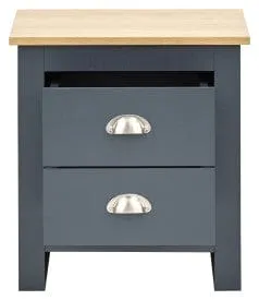 Lancaster 2 Drawer Bedside Slate Blue - Twin Pack