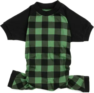 Leveret Dog Pajamas 100% Cotton Black & Green Plaid (Size Medium)