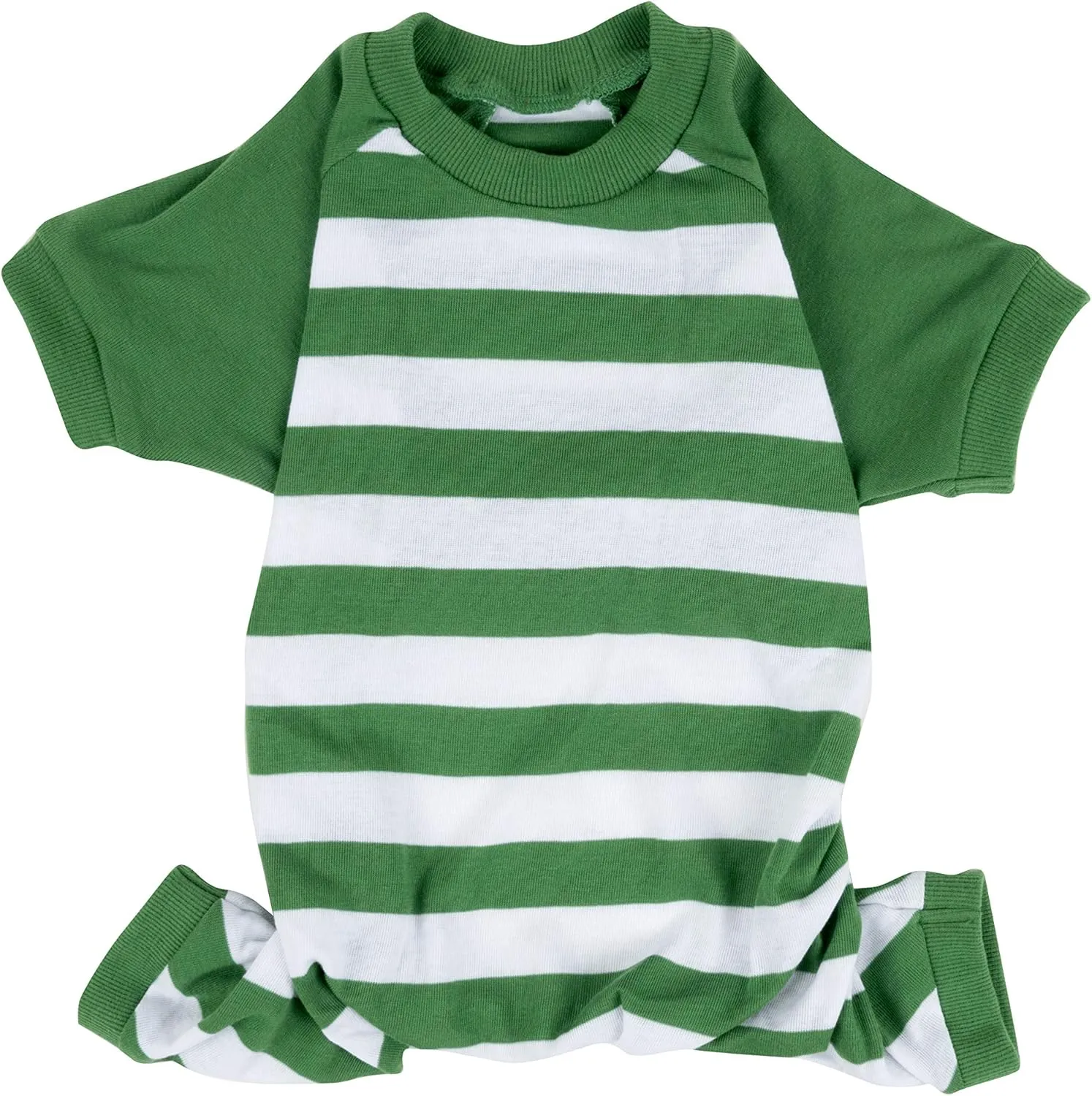 Leveret Matching Dog Pajamas Christmas Pjs 100% Cotton Green/White Stripes Size Medium