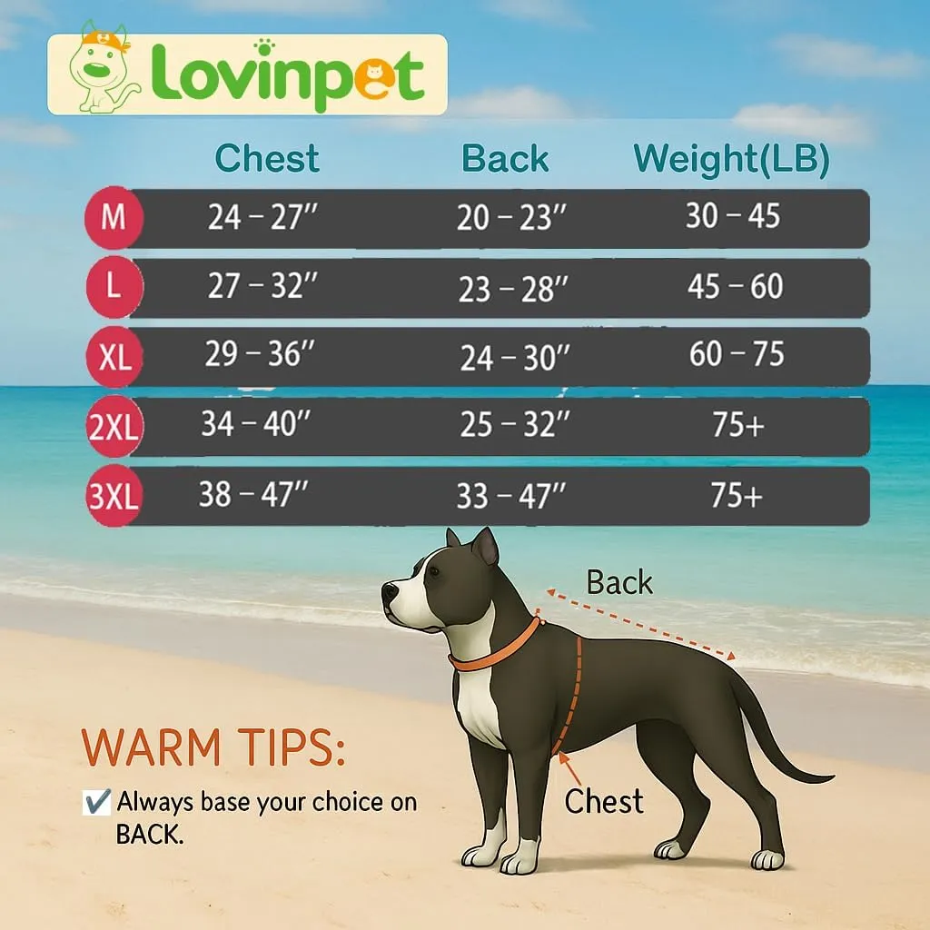 LovinPet Large Breeds Dog Onesies - Dog Pajamas, Lightweight Stretchy Fabric, Dog Long Sleeve Shirt, Paw-Some Steel Gray Print, Dog Jumpsuit, UV Protection, Pet PJ's/Medium