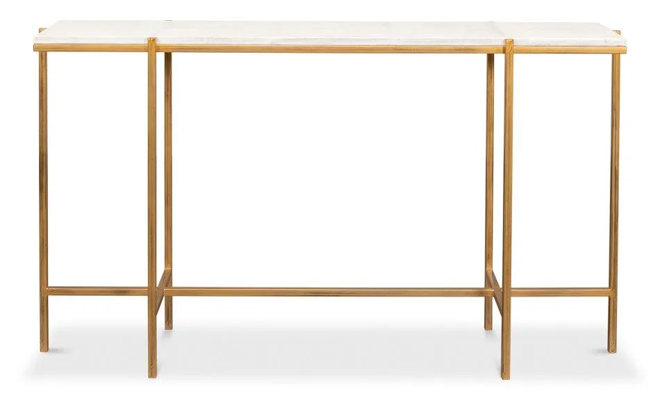 Luxe White Shagreen Console Table
