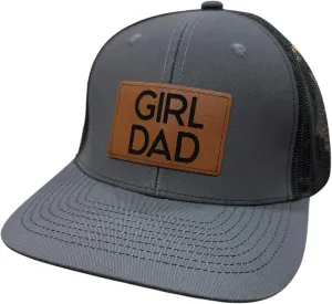 Mens Dad Hat, Gift for Dad, Gray Baseball Cap, Dad Trucker Hat, BR Rect Leather Patch Hat