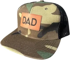 Mens Dad Hat, Gift for Dad, Gray Baseball Cap, Dad Trucker Hat, BR Rect Leather Patch Hat