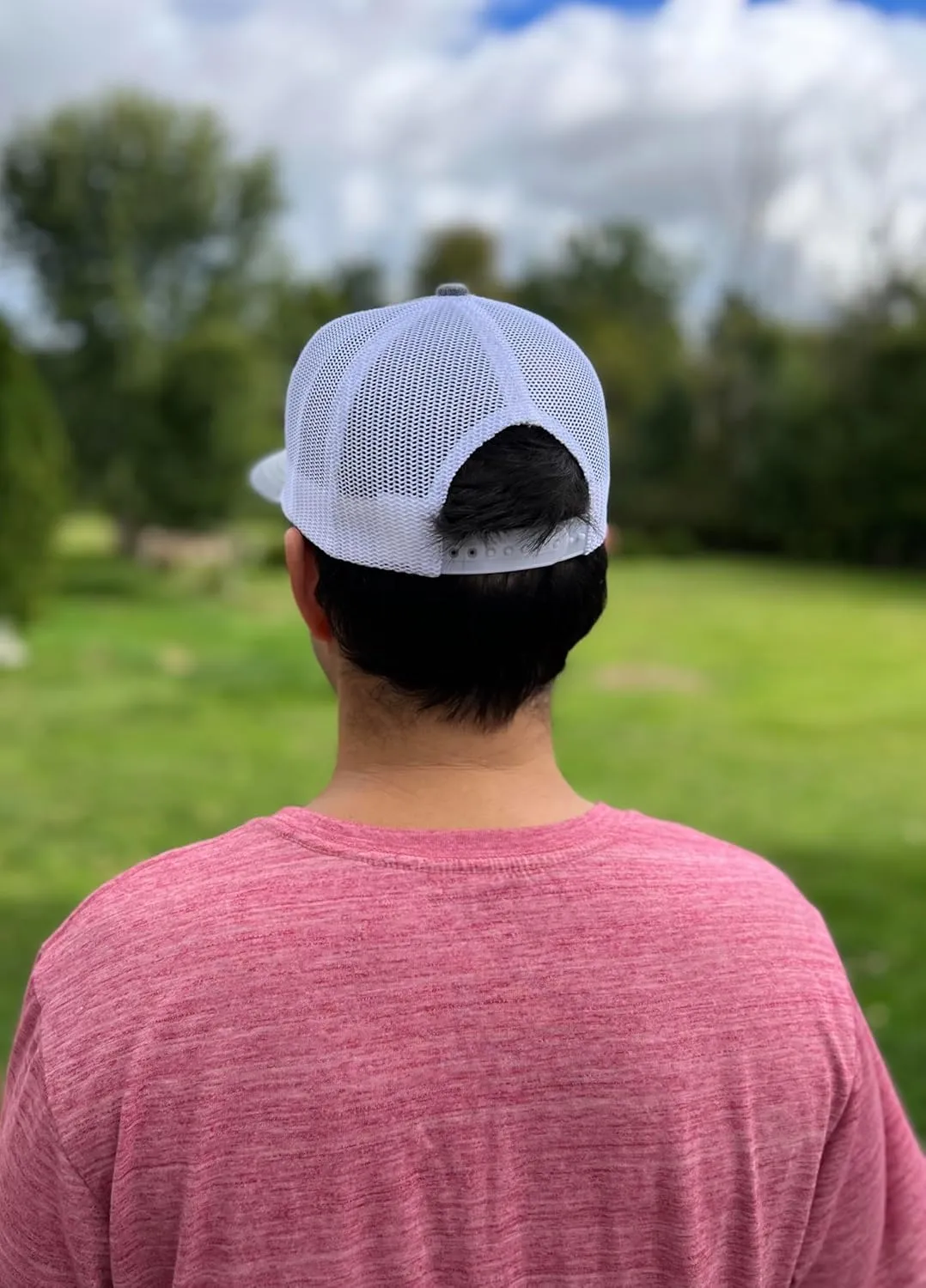 Mens Dad Hat, Gift for Dad, Gray Baseball Cap, Dad Trucker Hat, BR Rect Leather Patch Hat
