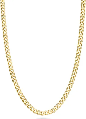Miabella Italian Solid 18k Gold Over 925 Sterling Silver 3.5mm Diamond Cut Cuban Link Curb Chain Necklace for Women, Made in Italy