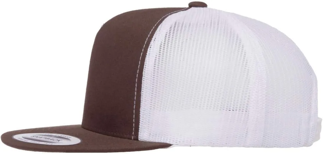 Mrlahat 6006 Yupoong Yp by Flexfit 5 Panel Classic Trucker Snapback Hat Cap with Black Bandana