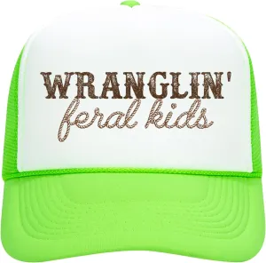 Olive Loves Apple Wranglin' Feral Kids Trucker Hat for Mom and Dad Funny Western Style Cap for Women and Men