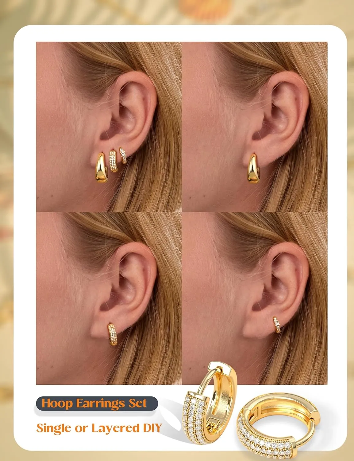 ORAZIO Small Gold Hoop Earrings for Women Hypoallergenic 14K Gold Plated Chunky Huggie Earring Sets for Multiple Piercing Dainty Earing Stacks Set Cute Silver Cartilage Jewelry Trendy Gifts